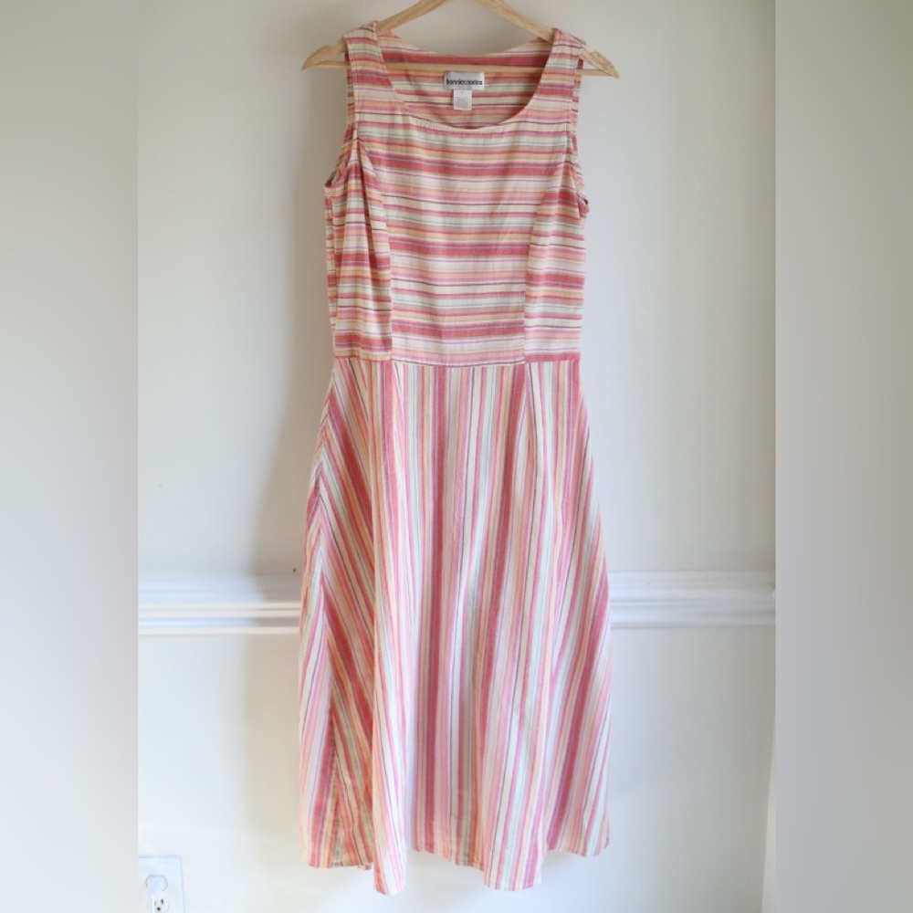 Vintage 90's RomCom striped Cotton Midi Dress | 90s Y2K Vintage Feel | Medium